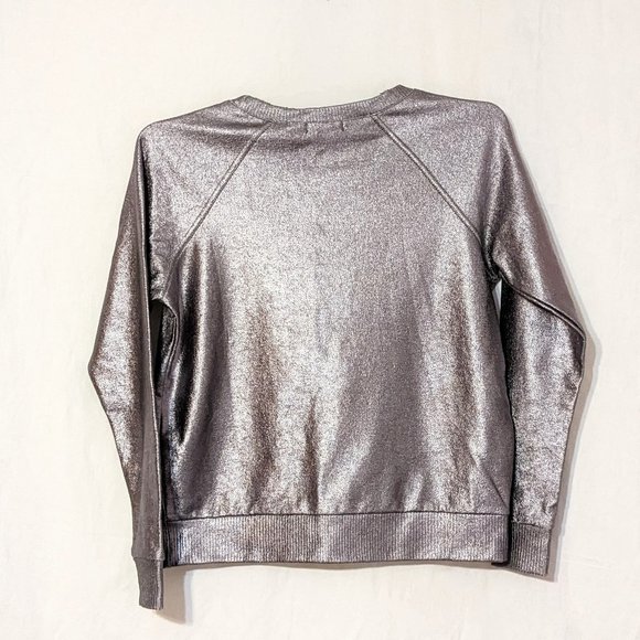 Hot Topic - Women's silver metallic crewneck sweater, small/medium, long sleeve - Picture 3 of 6